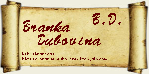 Branka Dubovina vizit kartica